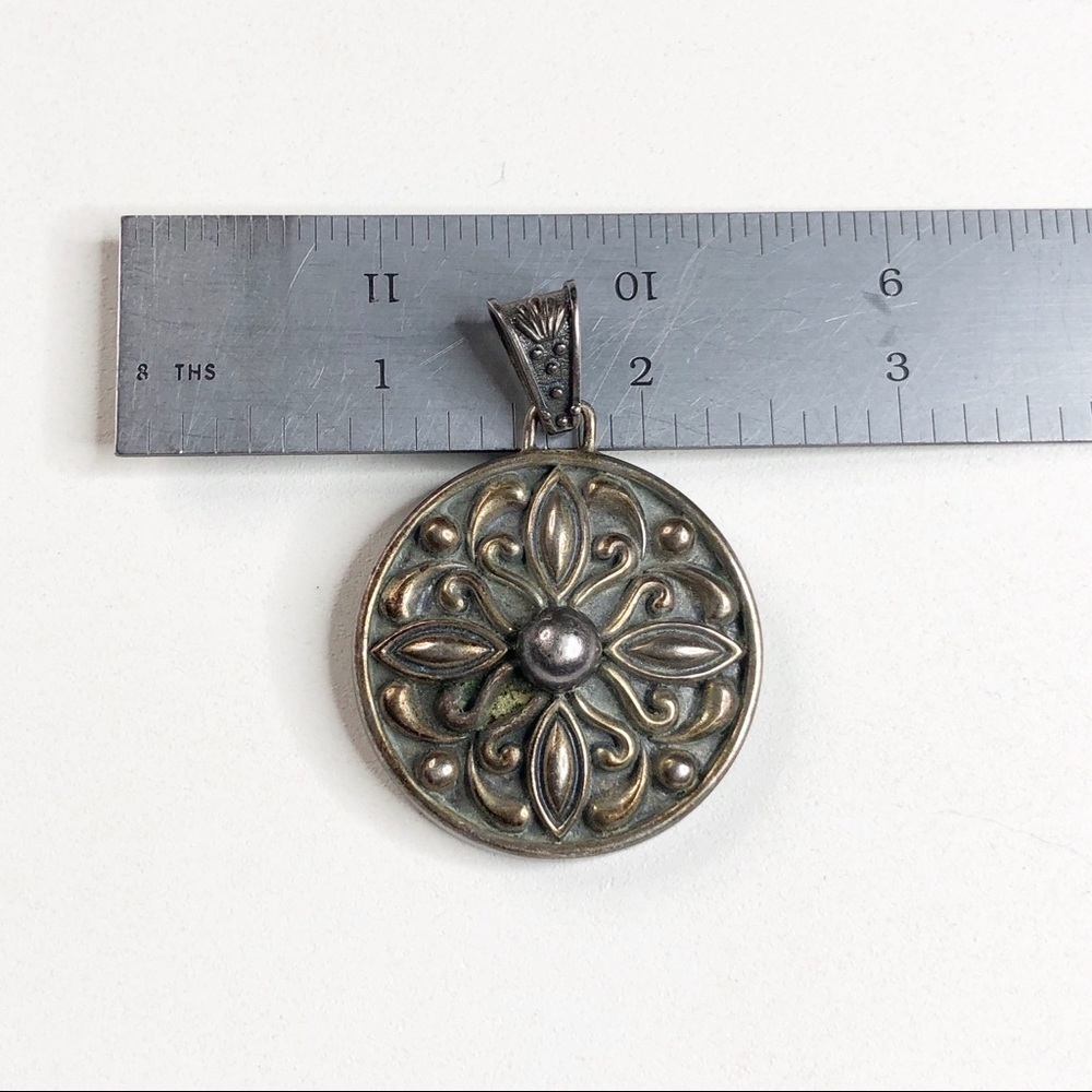 MWS Mexico Sterling Silver Floral Design Pendant - Picture 5 of 6